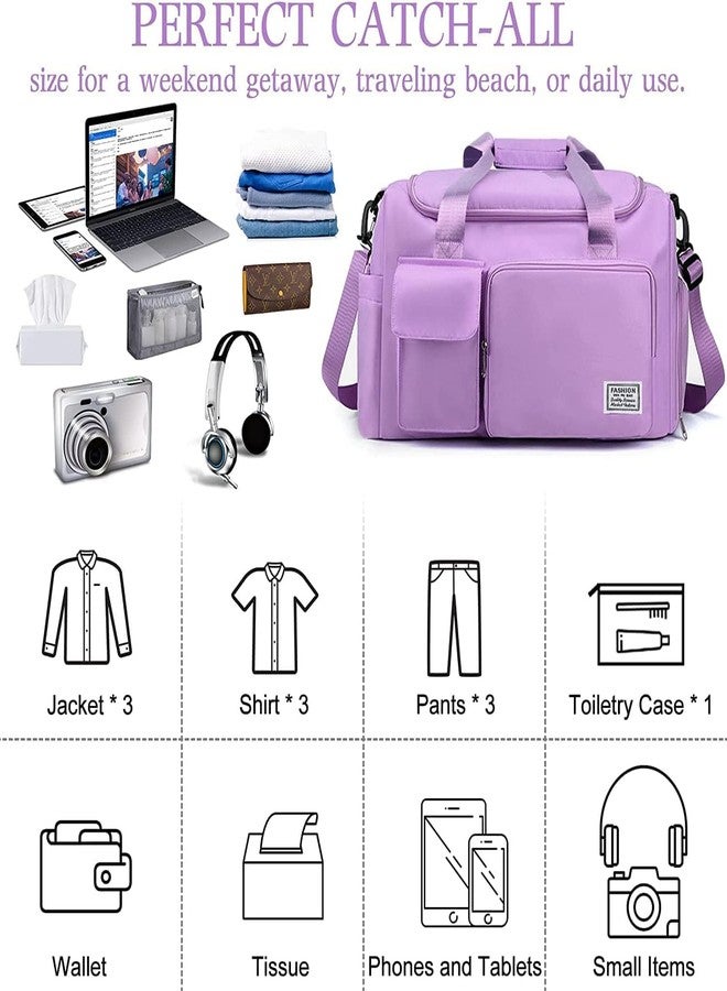 Xpandio Nylon 44 cms Imported Travel Duffle Bag Sports Gym Shoulder Bag for Women with Wet Pocket & Shoe Compartment Weekender Overnight Travel Luggage Bag (Purple, 44 x 18 x 29 cm) - Image 4